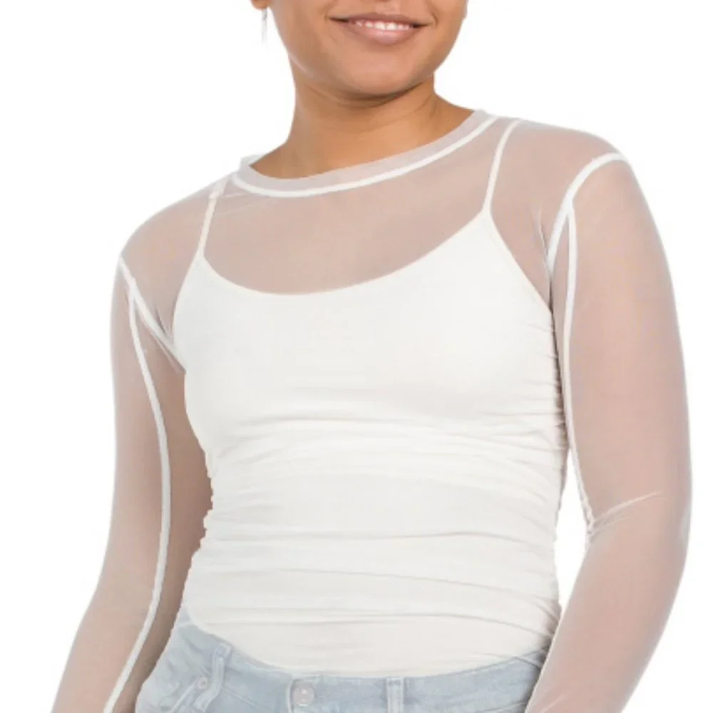 FREE PEOPLE LAST LAYER LONG SLEEVE NWT sheer  top  196TM0 267
